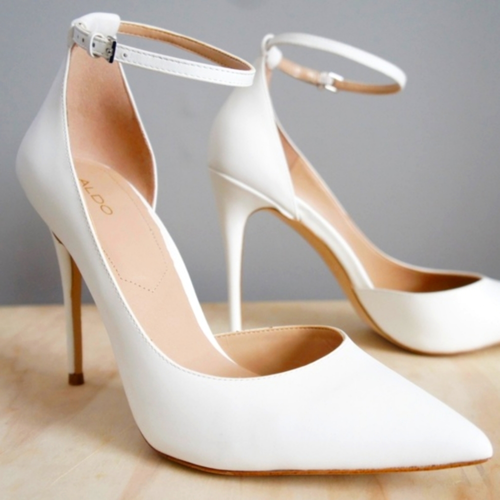 Aldo White Pumps with Ankle Strap size 9
